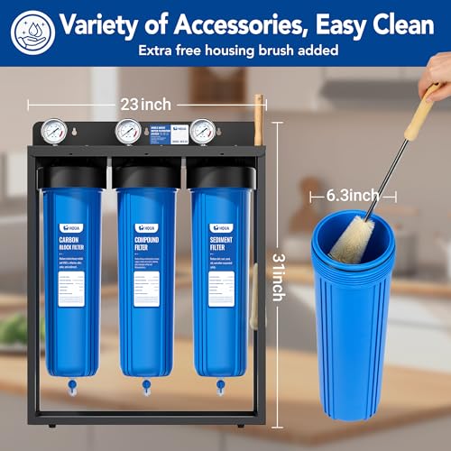WF3-02 3-Stage Free-Standing Whole House Water Filtration System, Reduces Heavy Metals (Lead, Mercury, Arsenic, Cadmium, Chromium), Chlorine, Sediment, Odor, and VOC’s