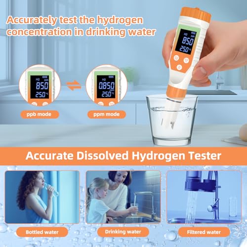 7-in-1 Hydrogen Water Tester, Digital pH TDS EC ORP Salt Temp Meter