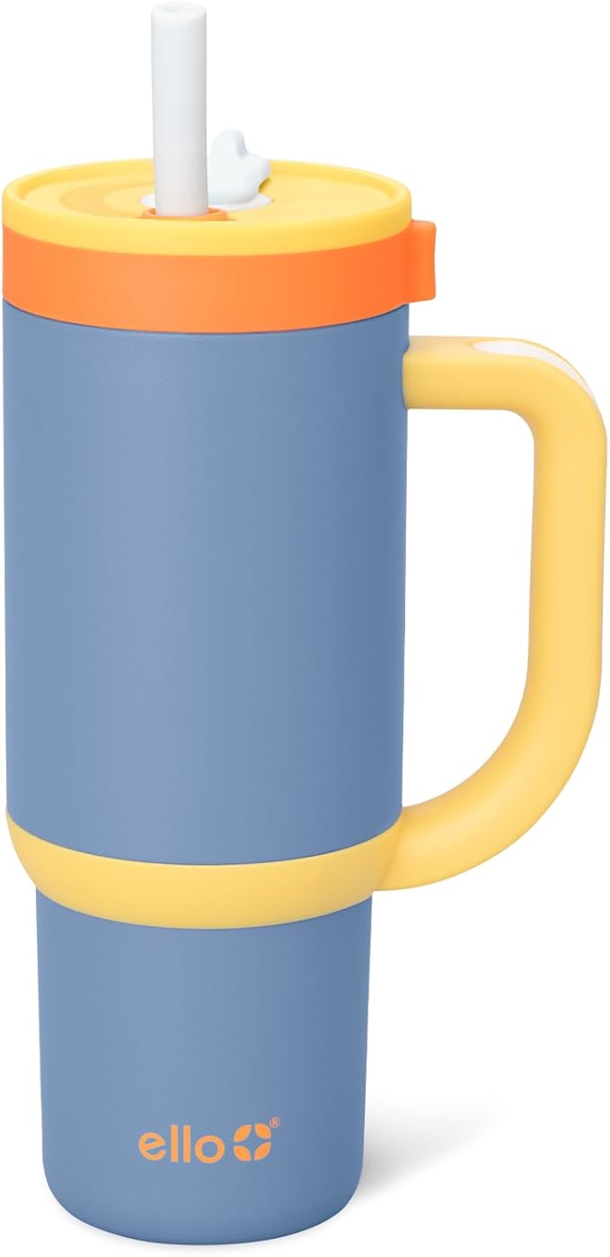 Ello Oasis 18oz Stainless Steel Kids Tumbler with Handle & Retracting Straw, 100% Leakproof, Double-Wall Vacuum Insulated, Kids Water Bottle for School, BPA Free, Dishwasher Safe, Lighthouse