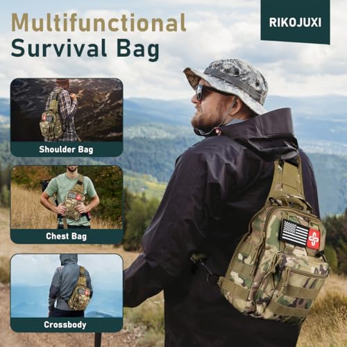 Survival Kit 262Pcs Survival Gear and Supplies with First Aid Kit Pouch and Crossbody Bag (262 Count)