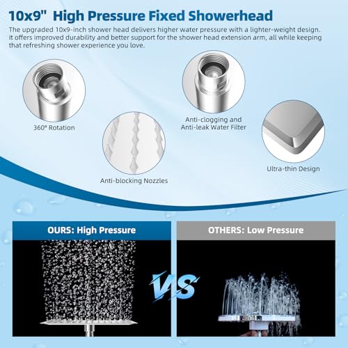 All Metal 10" High Pressure Rain Shower Head Combo