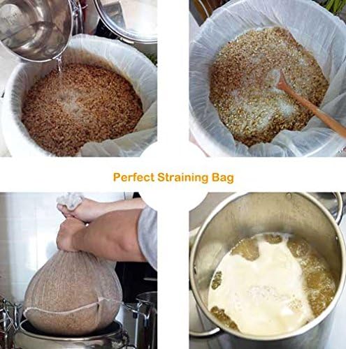 CONIE 120 Micron Reusable Drawstring Straining Brew in a Bag 18"x24" Large Fine Mesh Filter Bags Nut Milk Bag Herbal Essence Filter Bag