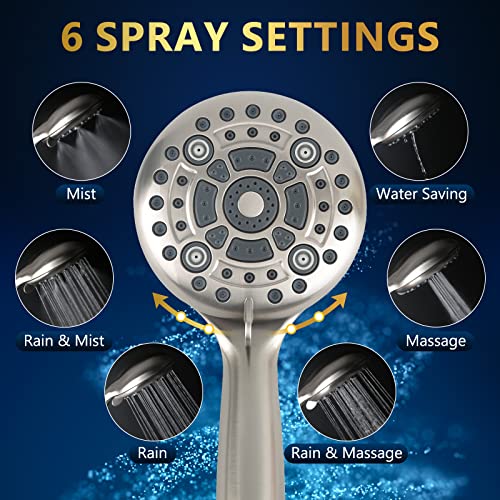 6 Spray Modes High Pressure Handheld Showerhead Set Upgraded