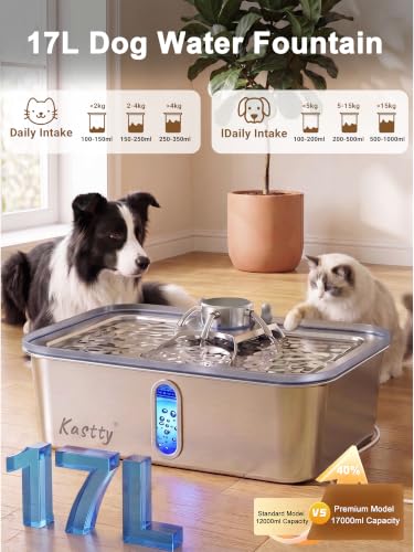 17L 4.5Gal Stainless Steel Dog Water Fountain for Large Dogs