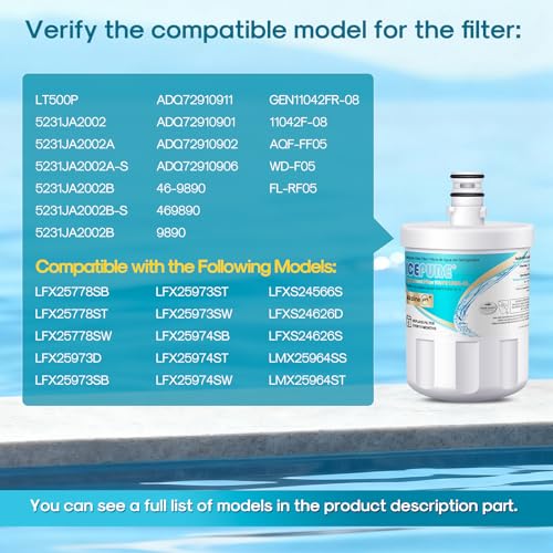 Alkaline 5231JA2002A Water Filter Replacement for LG LT500P (4 Count)