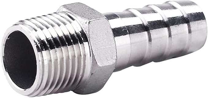 Stainless Steel 304 Hose Barb Fitting, 2" Barbed x 2" NPT Male Straight Adapter Connector with 2 Hose Clamps，Pack of 1