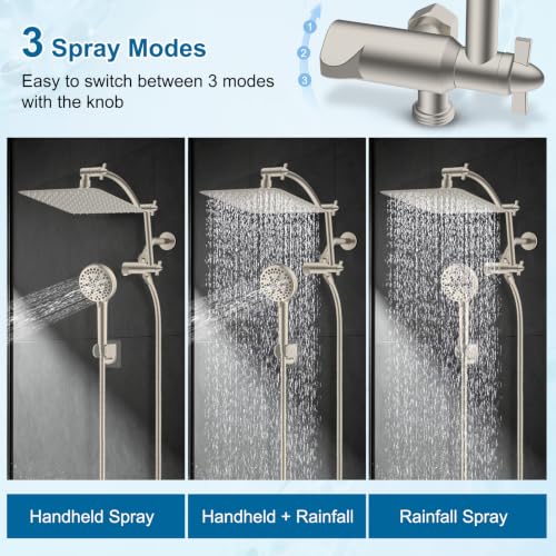 Metal 10" High Pressure Rain Shower Head Combo