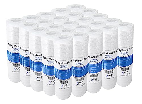Sediment String Wound Water Filter Cartridge Standard 2.5x10" 20 Micron 25 Pack (25 Count)