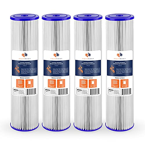 1 Micron Whole House Pleated Sediment Water Filter Cartridge 20x4.5 Well Filter Replacement Compatible with ECP5 (4 Count)