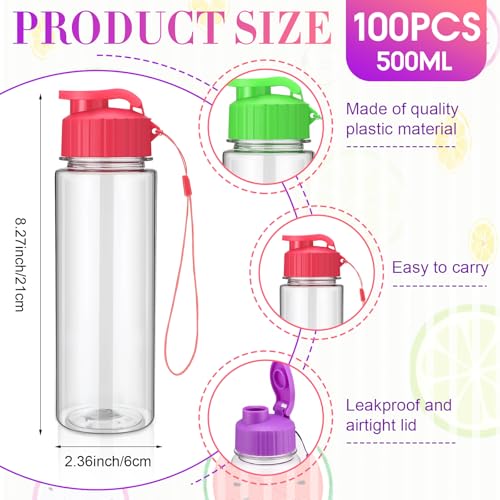 100 Pieces Reusable Plastic Water Bottles Bulk (100 Count)