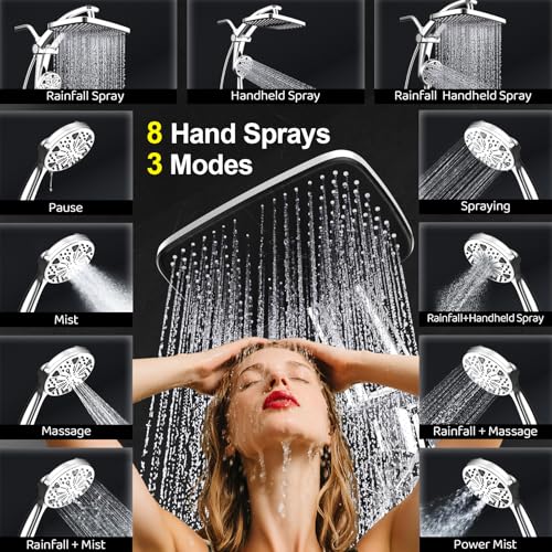 12 Inch High Pressure Rain Shower Head with Handheld Spray Combo