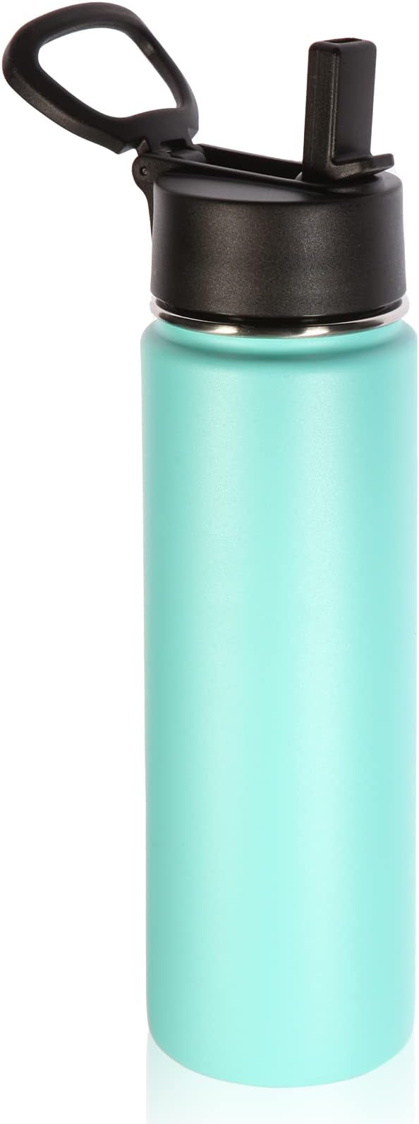 Volhoply 22 oz Insulated Water Bottles with Straw Lid, Stainless Steel Sports Bottle with Handle, Double Walled Vacuum Metal Travel Cups with Wide Mouth,Reusable Water Flask for School (Mint,1 Set)