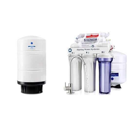 iSpring T20M 20 Gallon Pre-Pressurized Tank for Reverse Osmosis (RO) Systems & RCC7AK, NSF Certified 75 GPD, Alkaline 6-Stage Reverse Osmosis System