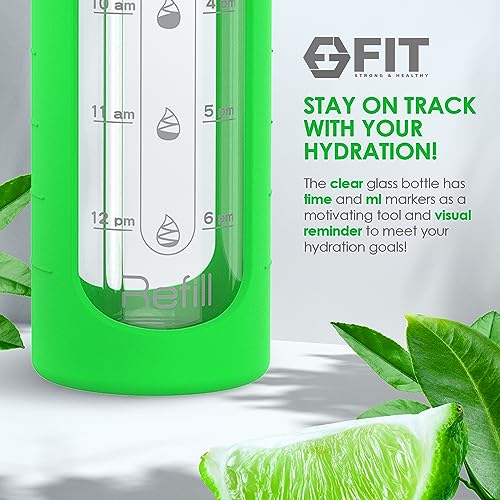 32 oz Glass Water Bottle with Straw Lid