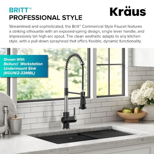 Britt Commercial Style Single Handle Pull Down Kitchen Faucet in Spot