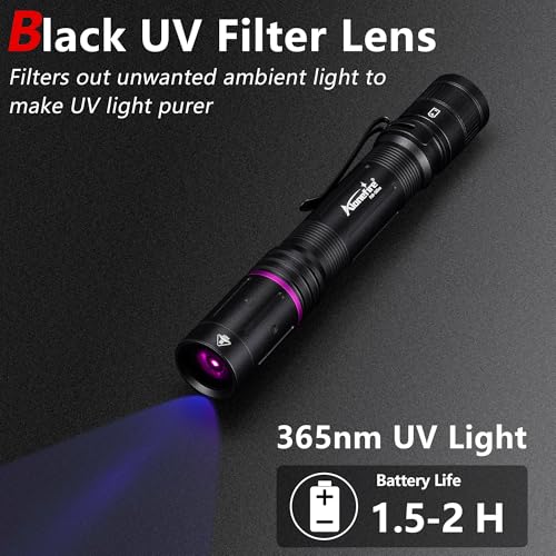 P68 Mini 3W UV Flashlight 365nm Portable EDC Black Light Pet Urine Detector with 2 AA Batterie