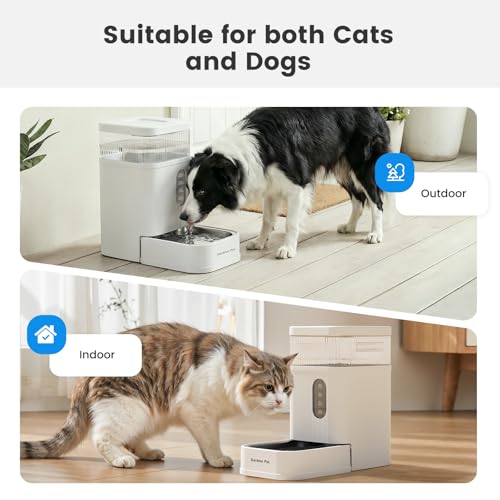 2.2 Gallon Automatic Dog Water Bowl Dispenser 8.5L Gravity Water Feeder with Stainless Steel Bowl & Maifan Stone Filter