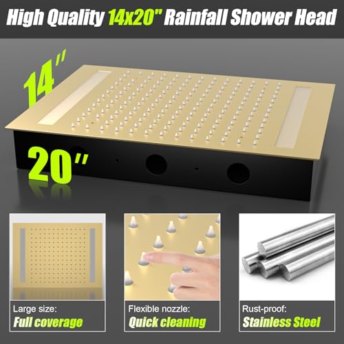 14x20 Inch LED Rainfall Shower Head