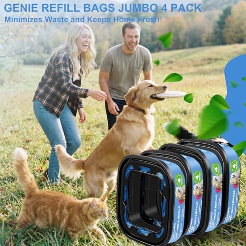 2 in 1 Genie Refill Bags for Dog Cat 4 Pack (4 Count)