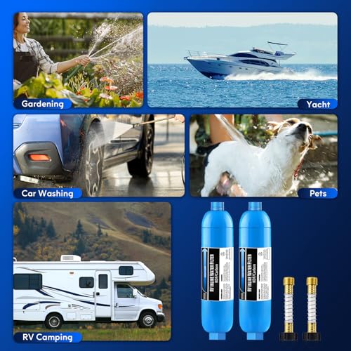 3 Pack RV Marine Water Filter with 2 Flexible Hose Protectors (3 Count)