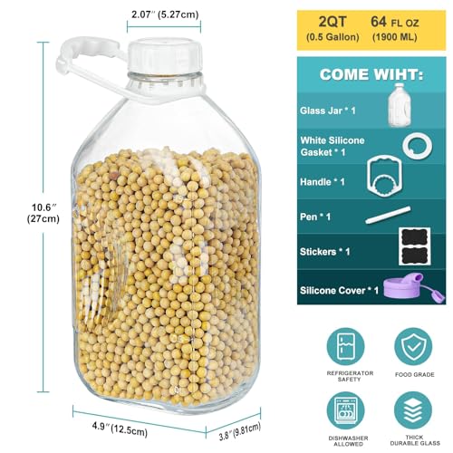 64 Oz Glass Milk Bottle With Lid