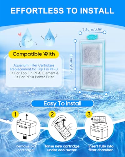 6 Pack Filter Cartridges Compatible with Top Fin PF (6 Count)