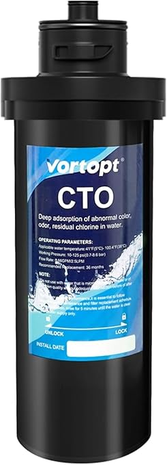 VORTOPT Under Sink Water Filter System, NSF/ANSI 42 Certified, Flow Under Counter Water Filter Direct Connect to Kitchen Faucet,Reduces Chlorine,Lead, Bad Taste & Odor. (Black-Q7-Filter)