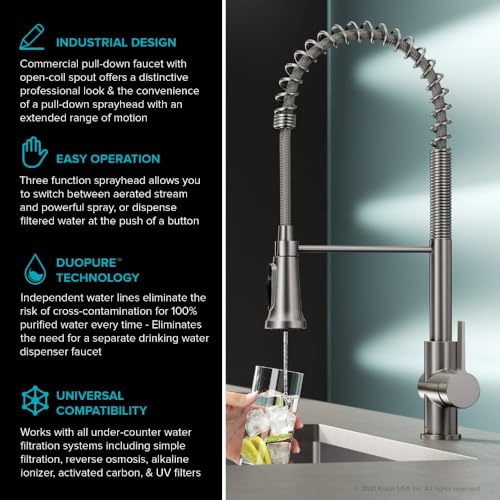 Britt 2-in-1 Commercial Style Pull-Down Single Handle Water Filter Kitchen Faucet for Reverse Osmosis or Water Filtration System in Spot Free Stainless Steel, KFF-1691SFS