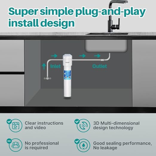 ICEPURE Under Sink Drinking Water Filter System with Replacement, 5 Years or 40000 Gallons Ultra High Capacity NSF/ANSI 42 Certified, 0.5 Micron Removes 99.99% Chlorine, Heavy Metals