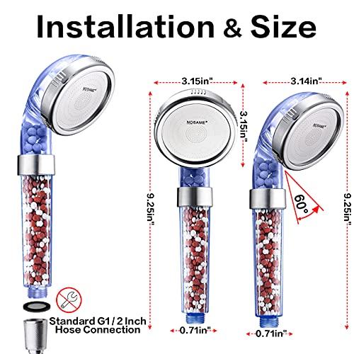 Shower Head Filter Filtration High Pressure Water Saving 3 Mode Function Spray Handheld Showerheads for Dry Skin & Hair