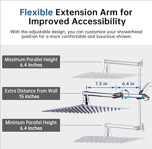 All Metal 12 Inches Rainfall Shower Head with Handheld Combo