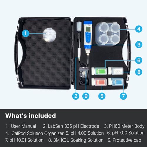 PH60 WW Handheld pH Meter Tester Kit with LabSen 335 ATC pH Electrode for Lab