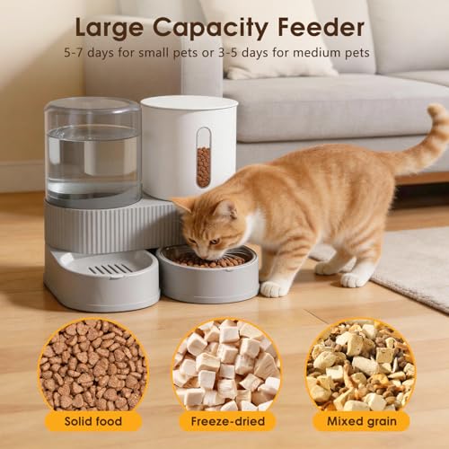 2 in 1 Automatic Gravity Cat Dog Feeder and Water Dispenser with 304 Stainless Steel Bowls