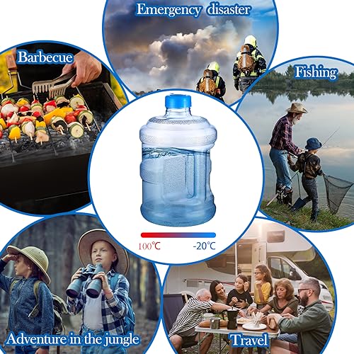 Empty 2 Pieces 1 Gallon water jugs Round Plastic Water Bottle with Handle Screw Cap Reusable Large Capacity Bottle for Camping Outdoor Travel Gym Use (2 Count)