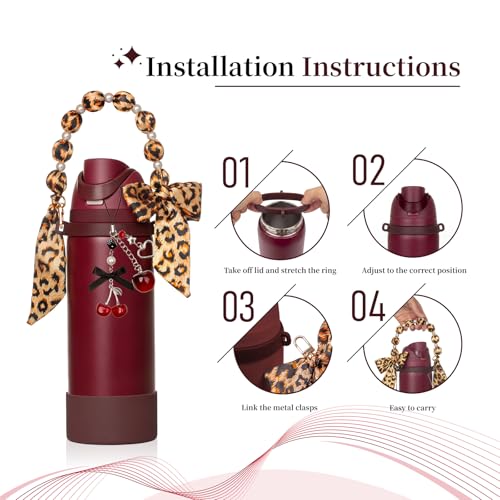 5Pcs Black Cherry Accessories for Owala with Boots