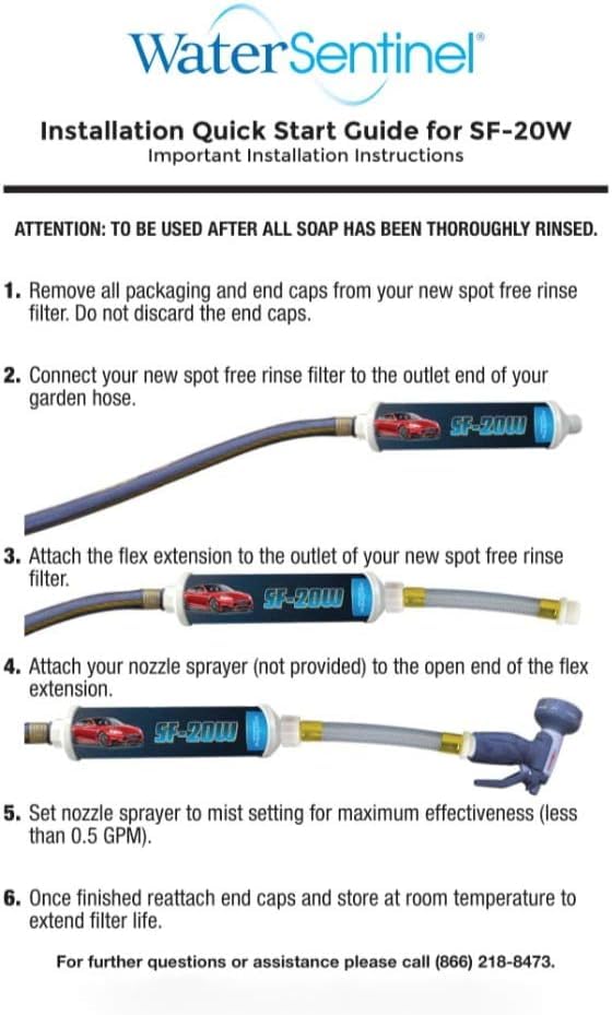 SF 20W Spotless Car Wash Inline Deionized Water Garden Hose Water Filter & Extension Adapter for RV (2 Count)