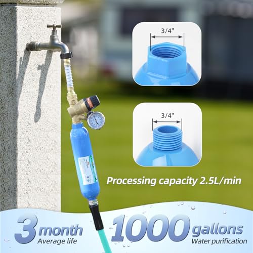 4PK NSF Certified Inline RV Drinking Water Filter & Flexible Hose Protector (4 Count)