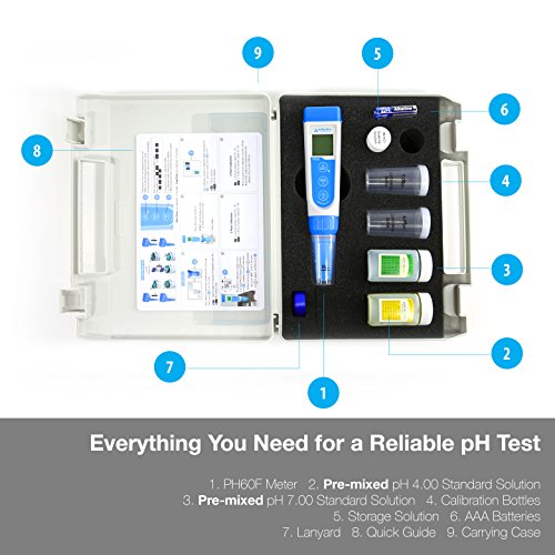 LLC AI312 Apera Instruments Premium Series PH60F Flat pH Pocket Tester Kit for Surface pH Test e.g. Skin