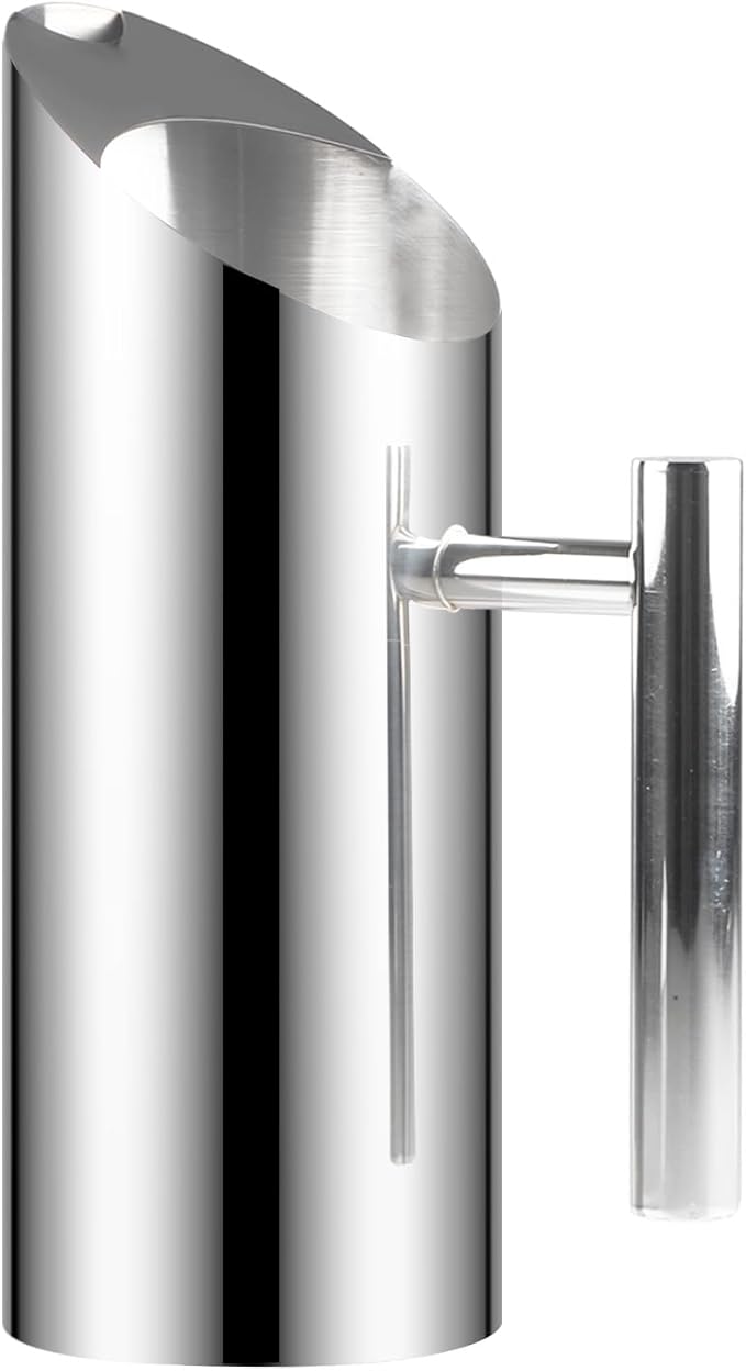 Stainless Steel Water Pitcher Carafe with Ice Guard 36 Ounces Modern Mirror Polished Metal Pitcher Cold Drinking Kettle by MUGLIO