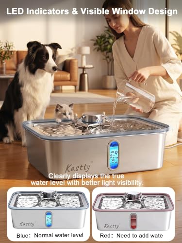 17L 4.5Gal Stainless Steel Dog Water Fountain for Large Dogs