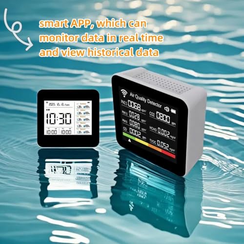 20-in-1 Smart WiFi Air Quality Monitor CO2 TVOC HCHO PM2.5 PM10 & Weather Stations Wireless Indoor Outdoor Thermometer with 5 sensors ，Air Quality Tester for Bedroom, Smart Home, Phone APP