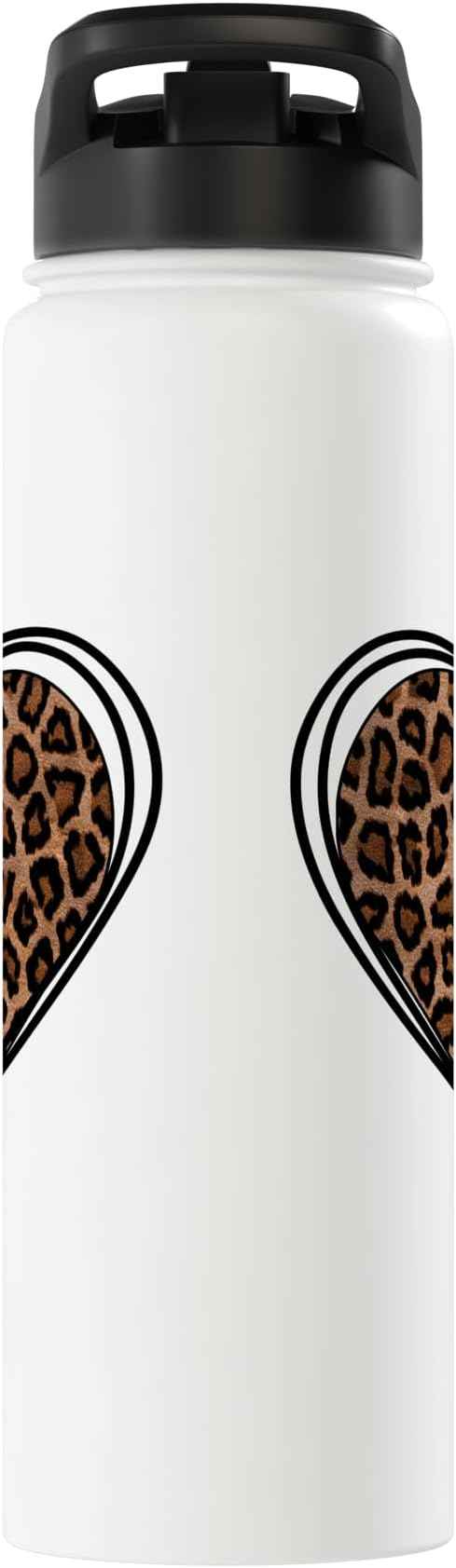 Heart Shape - Cute Cheetah Leopard Print Graphic Stainless Steel Insulated Water Bottle