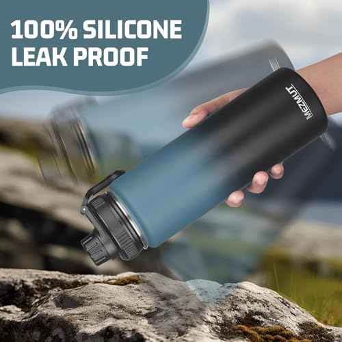 24oz Sports Insulated Water Bottle for School with 2 Lids