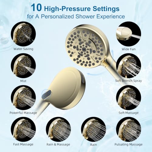 Metal 10" High Pressure Rain Shower Head Combo (7 Count)