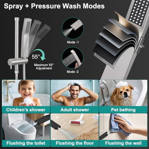 All Metal 12 Inch Rain Shower Head with Handheld Spray Combo