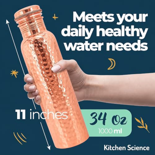 Hammered Copper Water Bottle 34oz