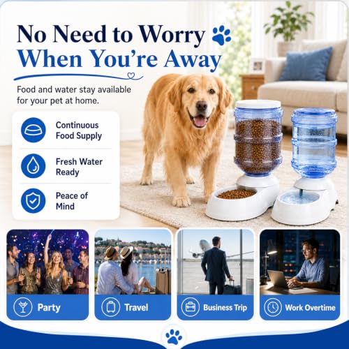 Automatic Dog Feeder and Water Dispenser Set for Large Dogs