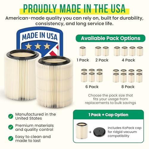 Replacement Filter for Craftsman and Ridgid Shop Vacs Part # 9 (4 Count)