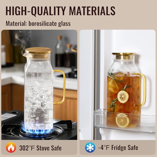 2 Liter 68 oz Square Glass Pitcher with Lid