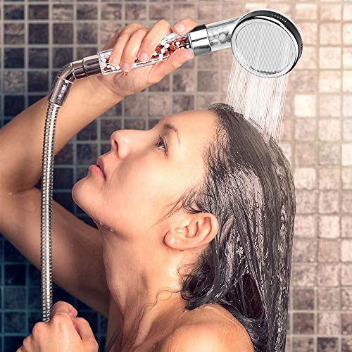 Shower Head Filter Filtration High Pressure Water Saving 3 Mode Function Spray Handheld Showerheads for Dry Skin & Hair